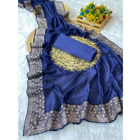 Blue Silk Embroidered Saree