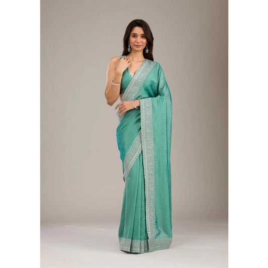 Light Green Silk Embroidered Saree