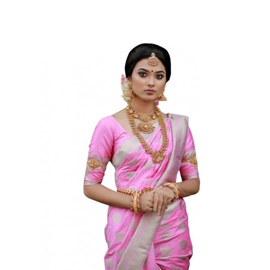 Pink Lichi Silk Saree