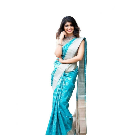 Sky Blue Lichi Saree