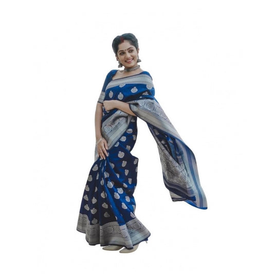 Blue Lichi Silk Saree