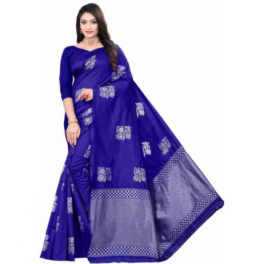 Royal Blue Lichi Saree