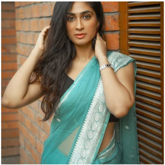 Sky Blue Lichi Saree