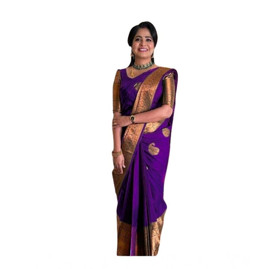 Purple Lichi Silk Saree