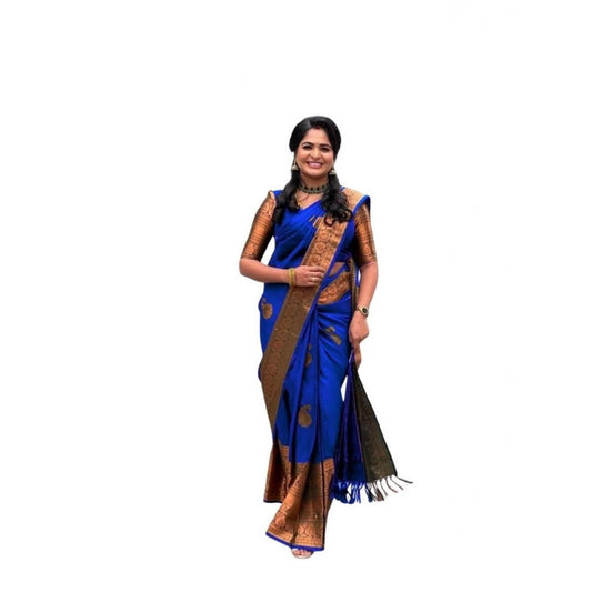 Navy Blue Lichi Saree