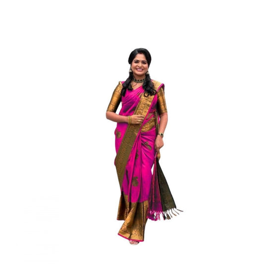Pink Lichi Silk Saree