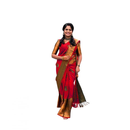 Red Lichi Silk Saree