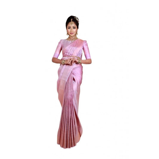 Pink Lichi Silk Saree