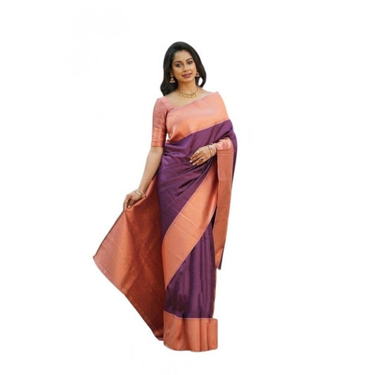 Purple Lichi Silk Saree