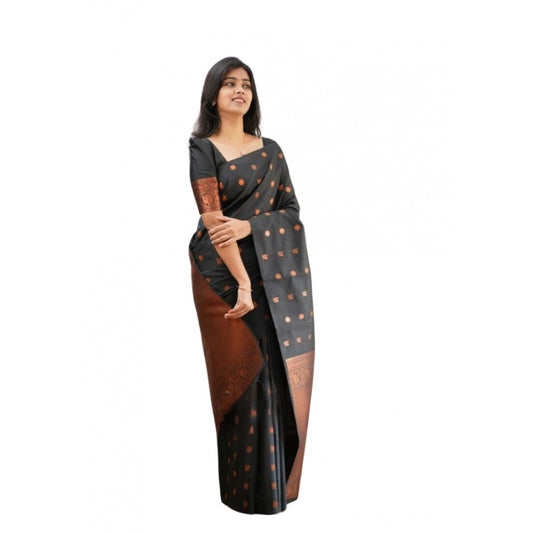 Black Lichi Silk Saree