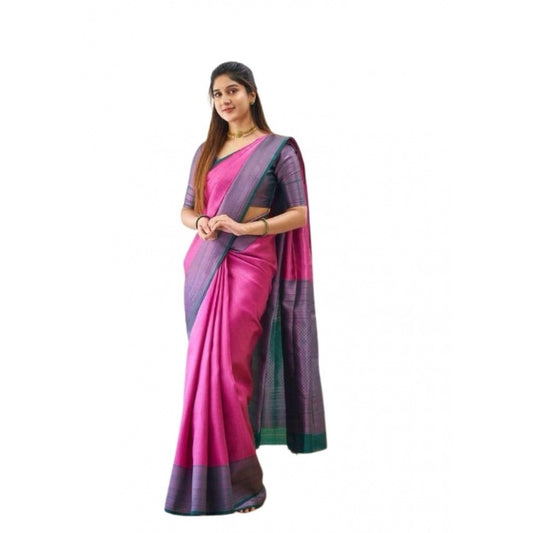 Pink Lichi Silk Saree