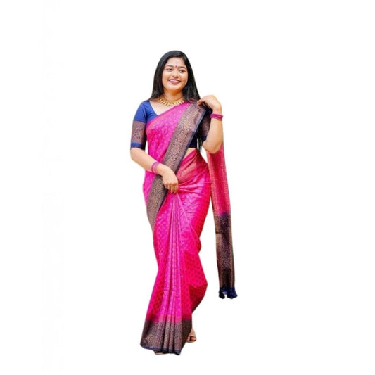 Pink Lichi Silk Saree