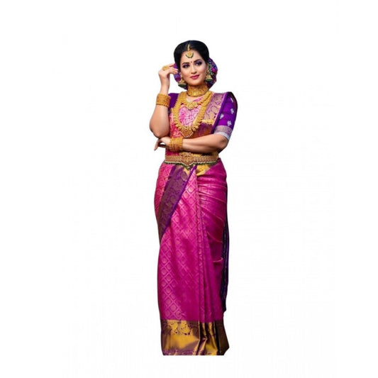 Pink Lichi Silk Saree
