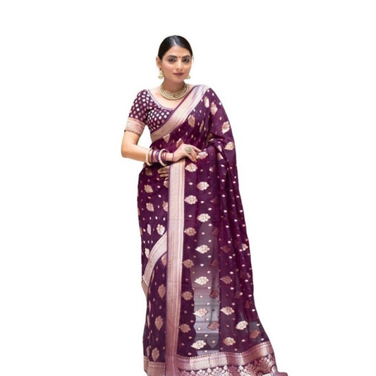 Purple Lichi Silk Saree