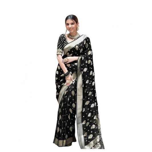 Black Lichi Silk Saree