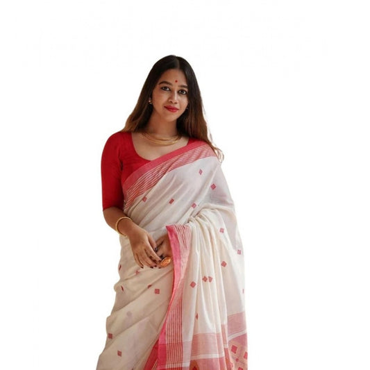 White Lilan Printed Saree