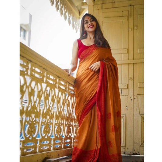 Mustard Lilan Printed Saree