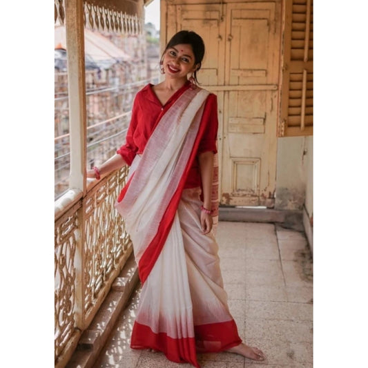 White Lilan Printed Saree