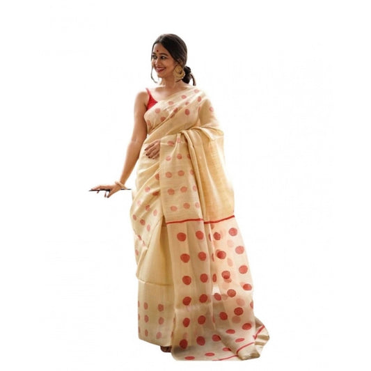 Cream Lilan Printed Saree