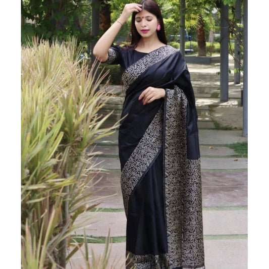 Black Lichi Silk Saree