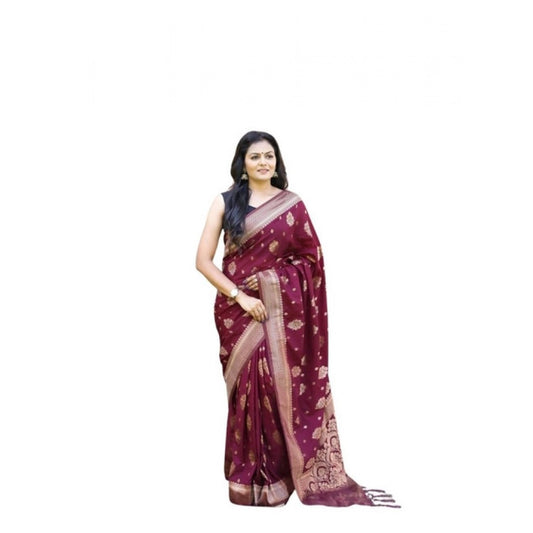 Wine Lichi Silk Saree
