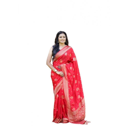 Red Lichi Silk Saree