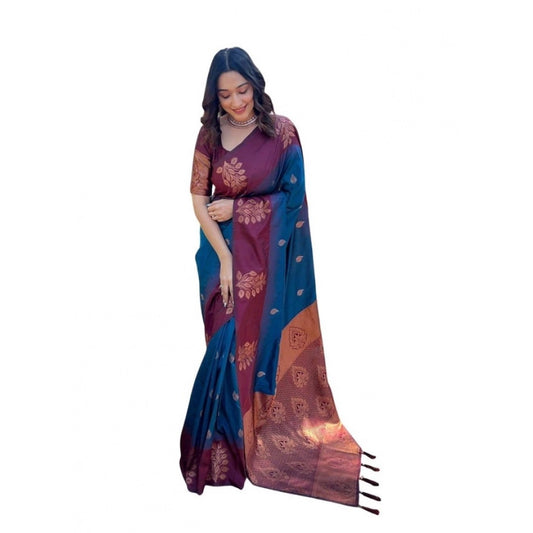 Blue Lichi Silk Saree
