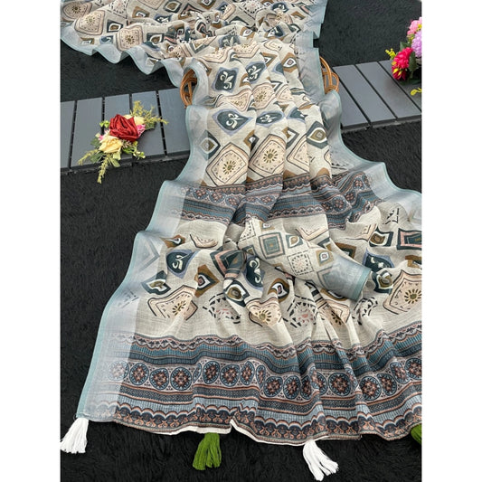 Grey Linen Cotton Saree