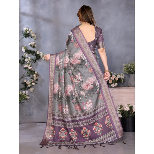 Wine Cotton Silk Saree