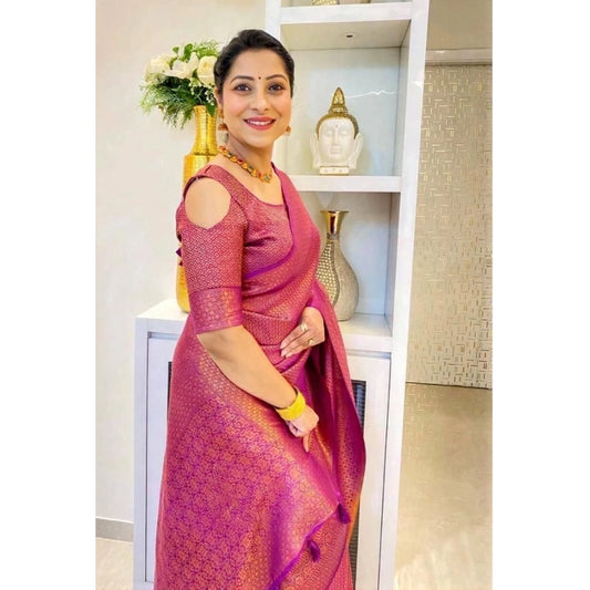 Pink Lichi Silk Saree