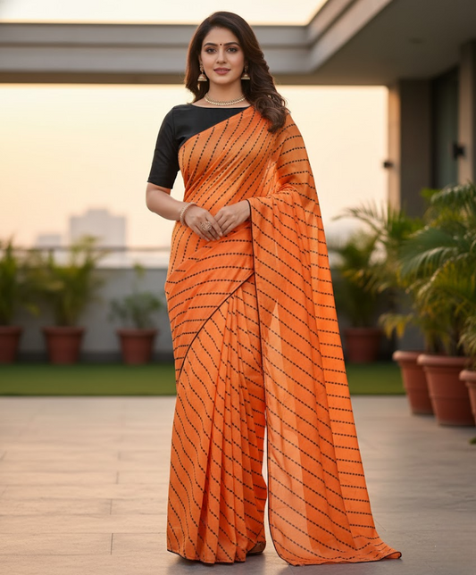 Orange Vichitra Saree