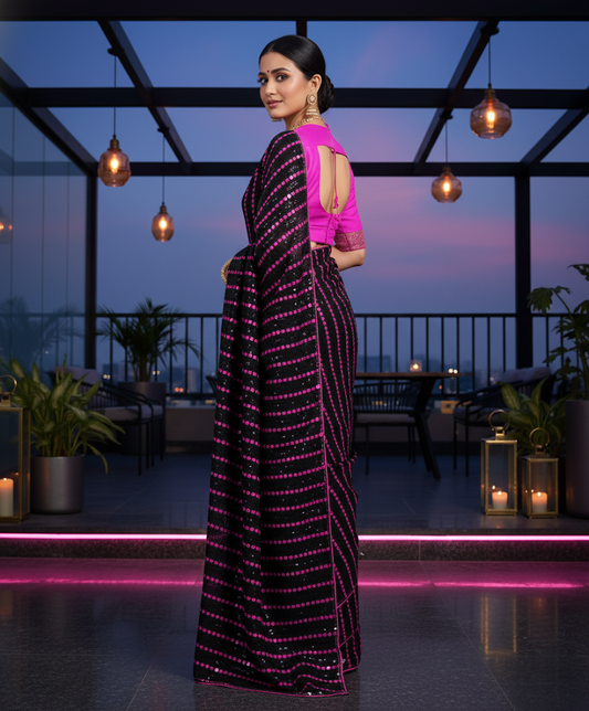 Pink Vichitra Saree