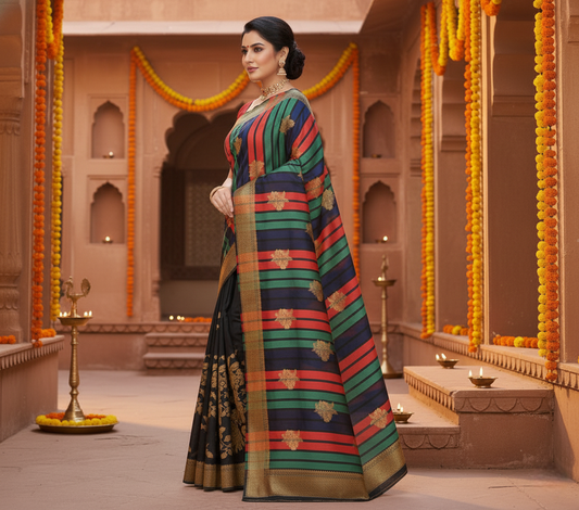 Black Banarasi Silk Saree