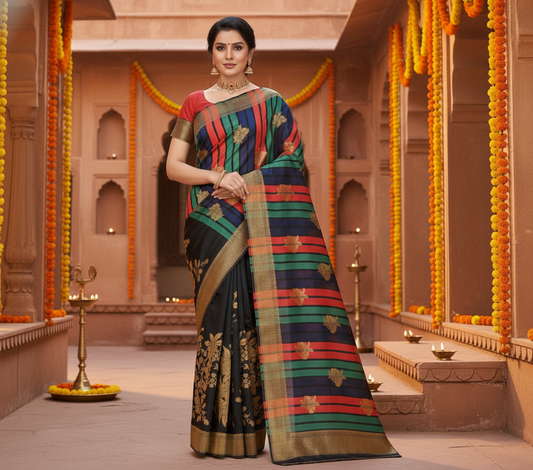Black Banarasi Silk Saree