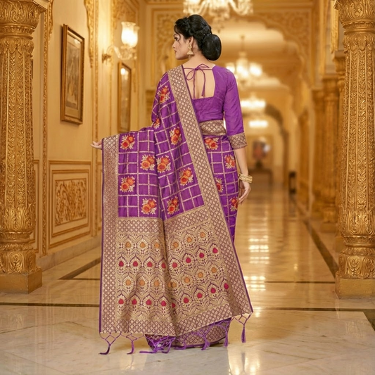 Purple Banarasi Silk Saree