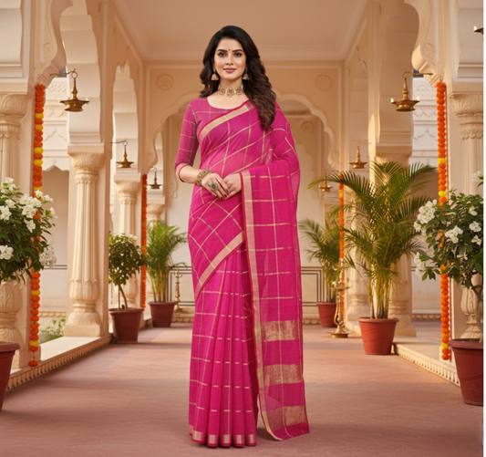 Rani Kota Doria Cotton Checked Saree