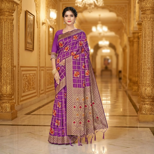 Purple Banarasi Silk Saree