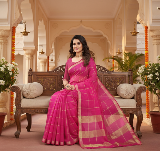 Rani Kota Doria Cotton Checked Saree