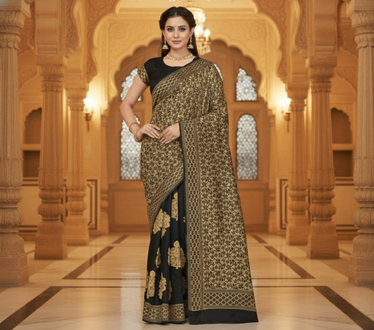 Black Banarasi Silk Weaving Saree