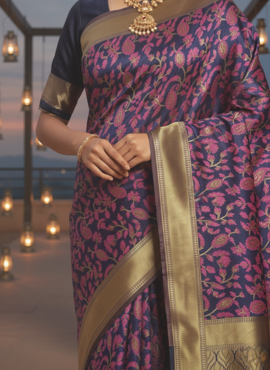 Multi Banarasi Silk Woven Saree