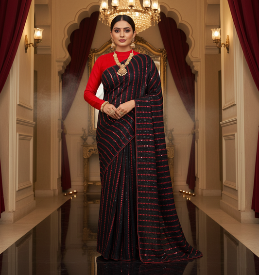 Red Vichitra Saree
