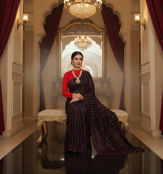Red Vichitra Saree