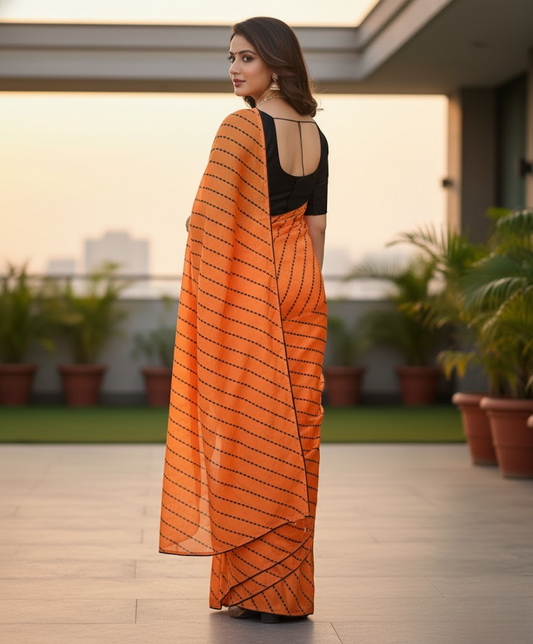 Orange Vichitra Saree
