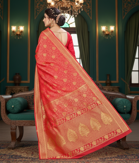 Red Banarasi Silk Woven Saree