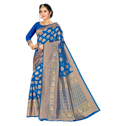 Blue Banarasi Silk Woven Saree