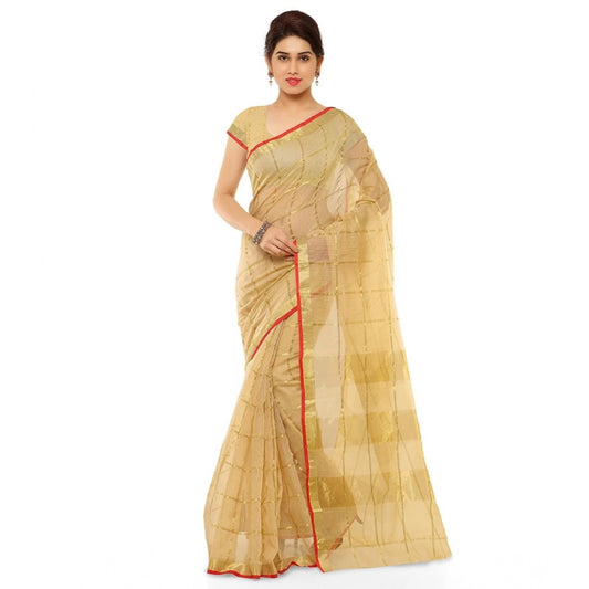 Chikoo Kota Doria Cotton Saree