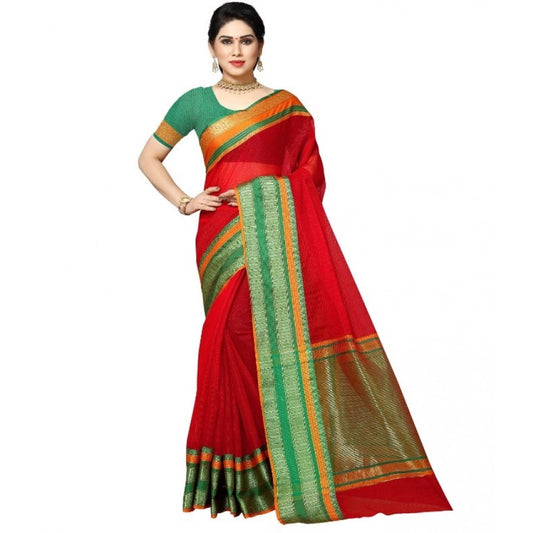 Red Kota Doria Cotton Border Saree