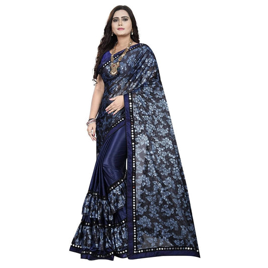 Blue Lycra Blend Saree