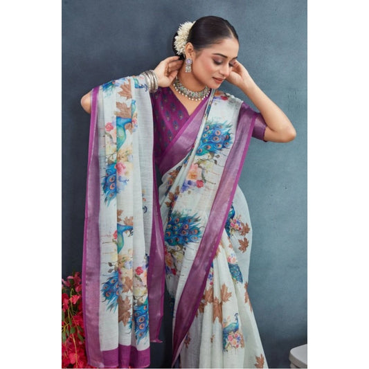 Magenta Linen Saree