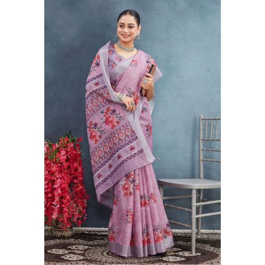 Purple Linen Saree